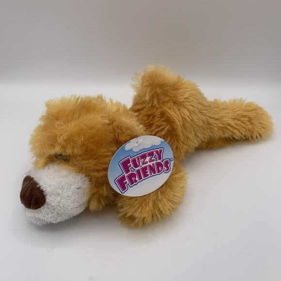 Fuzzy Friends Plush Dog Stuffed Animal Toy Brown Laying Down 11” NEW WITH TAG - Picture 1 of 11